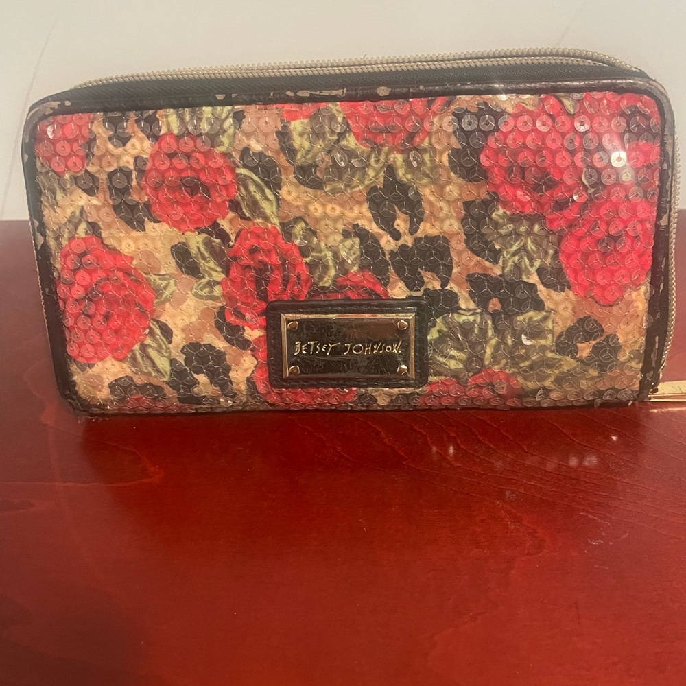 Besty Johnson Floral and Leopard Print Women's Wallet
